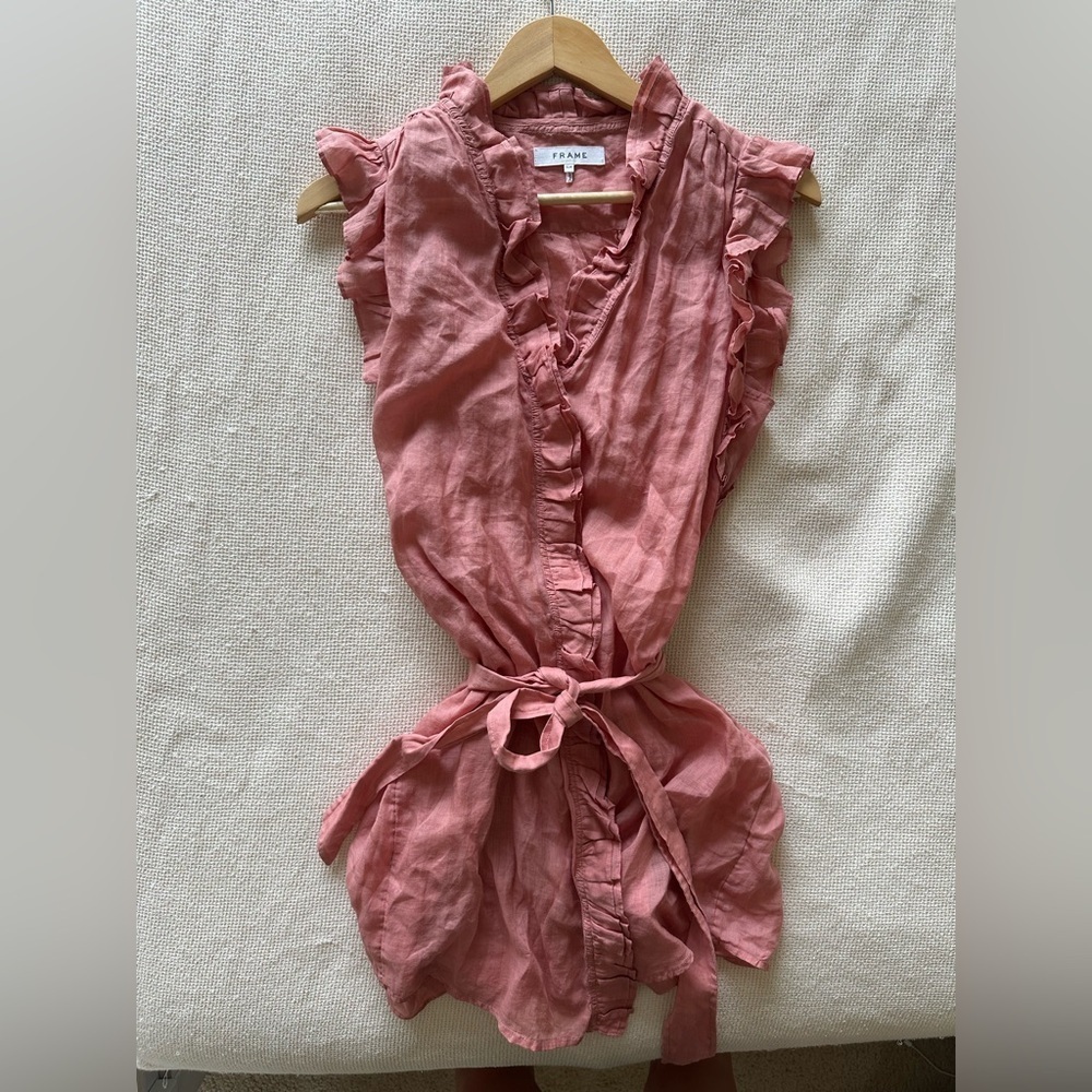 Frame 100% Cotton Coral Sleeveless Dress
